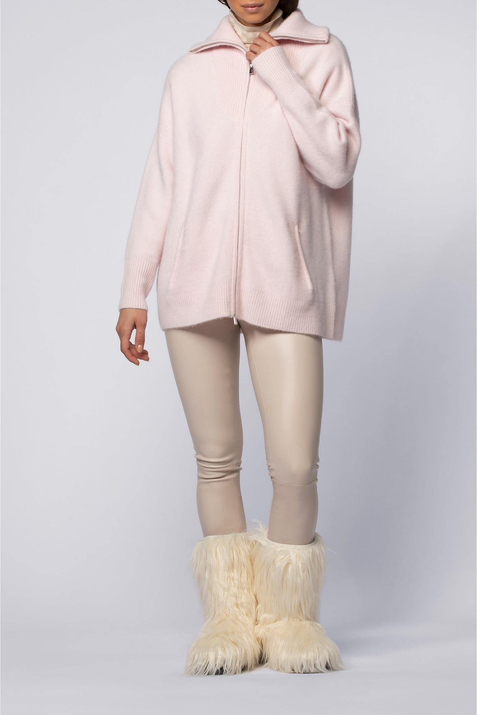 Parly loose-fitting long-sleeved cashmere cardigan - Chamallow