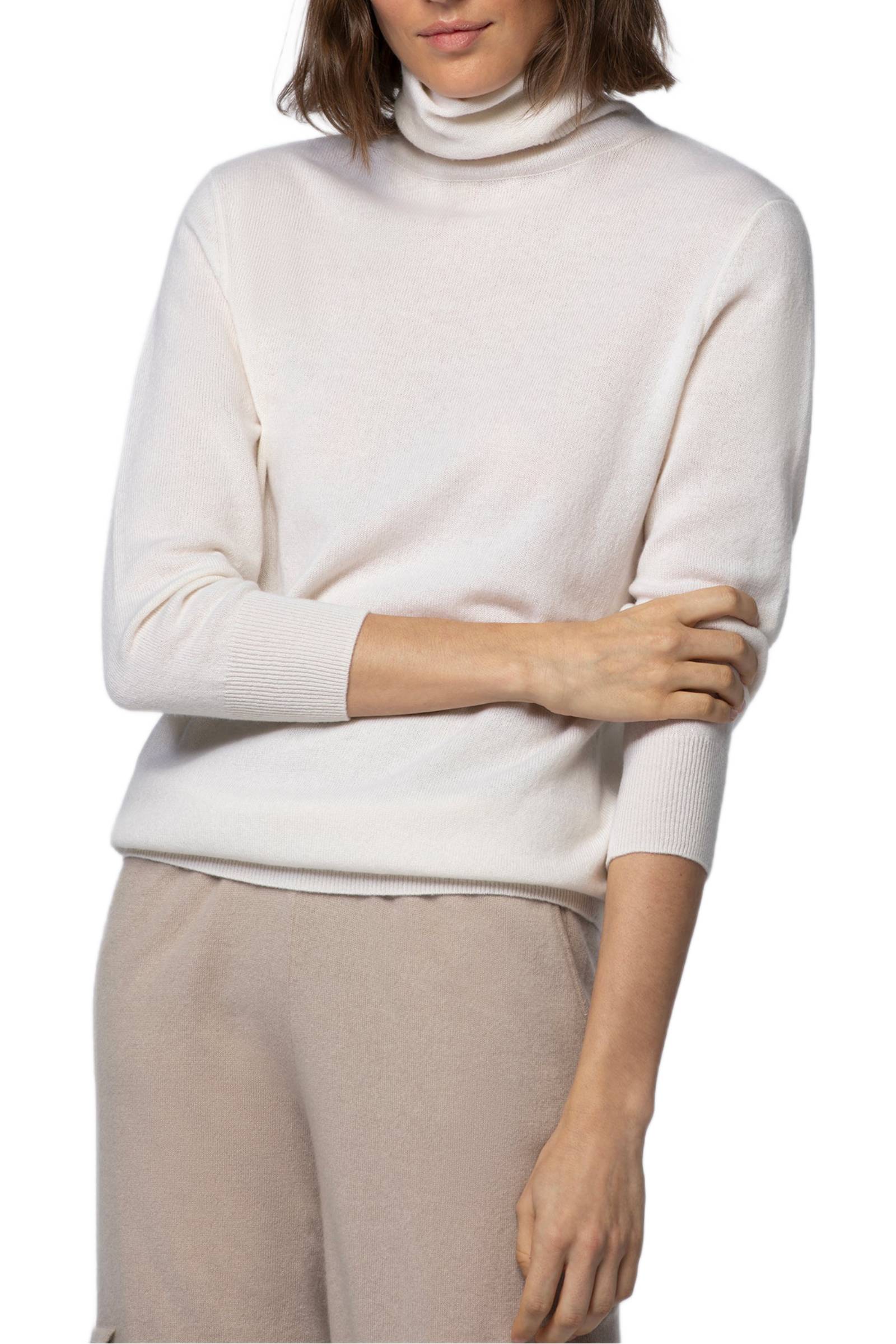 Passion cashmere turtleneck jumper - White