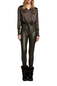 Legging Perle en cuir - Kaki