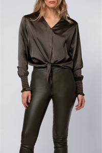 Legging Perle en cuir - Kaki