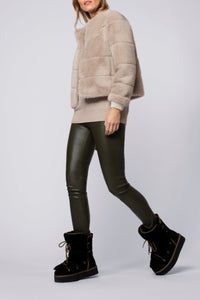 Legging Perle en cuir - Kaki