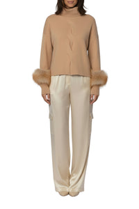 Pull Peyton col roulé en cachemire avec manchons - Camel