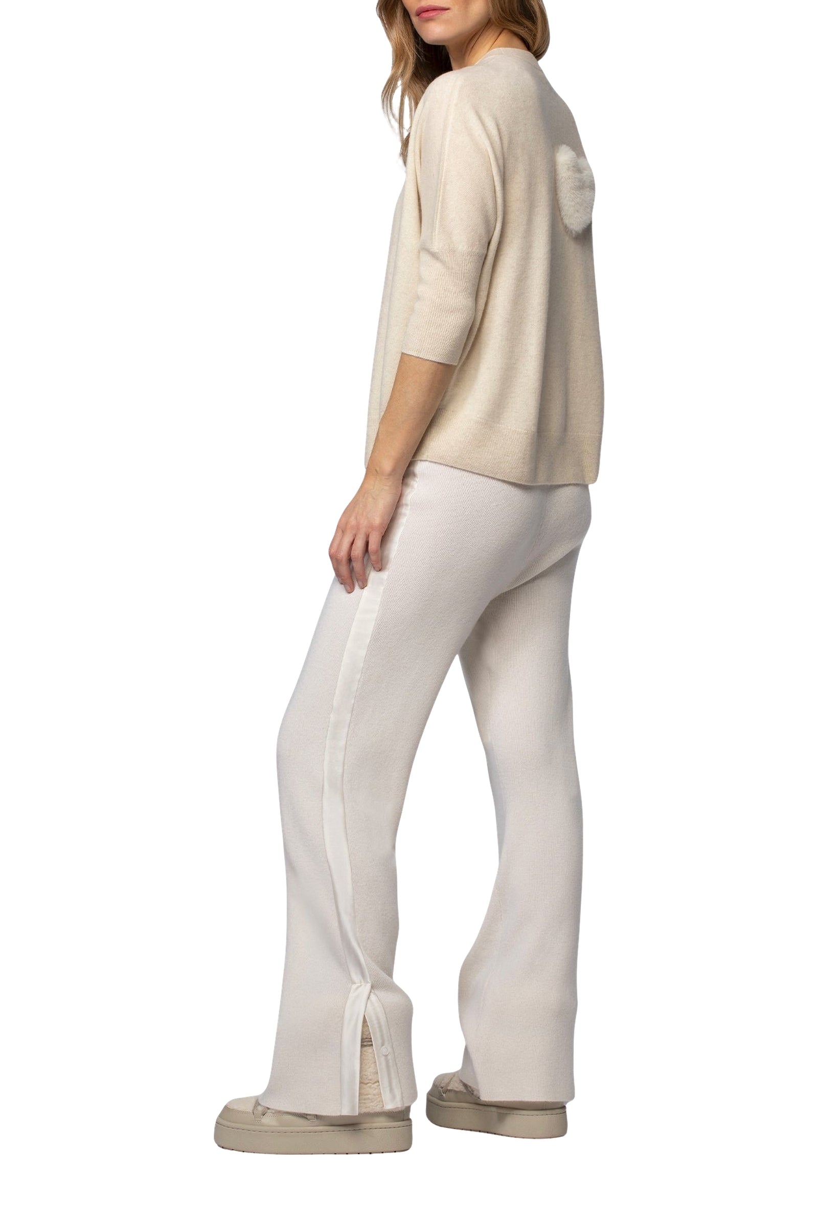 Piba 3/4s sleeves wool and cashmere jumper - Beige