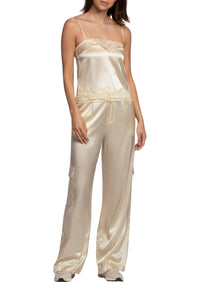 Caraco Tedya à fines bretelles en soie et dentelle - Ble