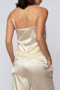 Caraco Tedya à fines bretelles en soie et dentelle - Ble