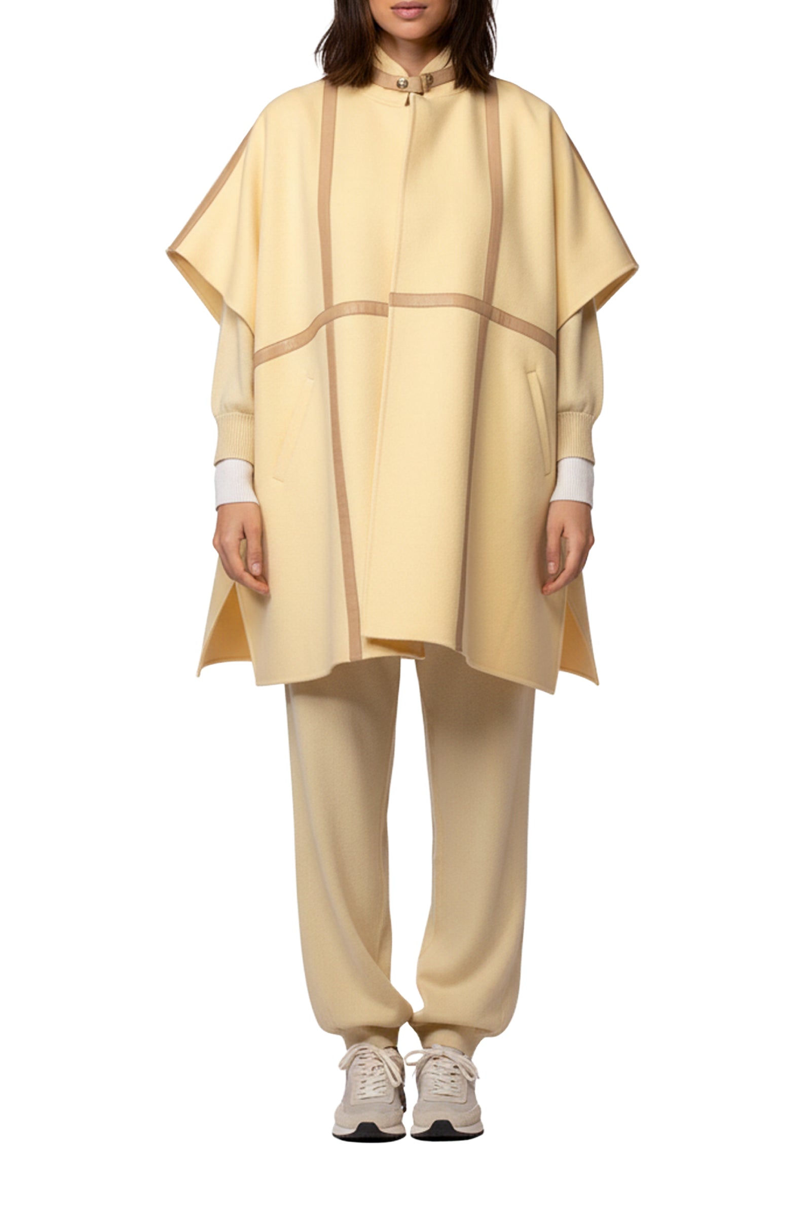 Loose-fitting double-faced wool Vazili cape - Ble
