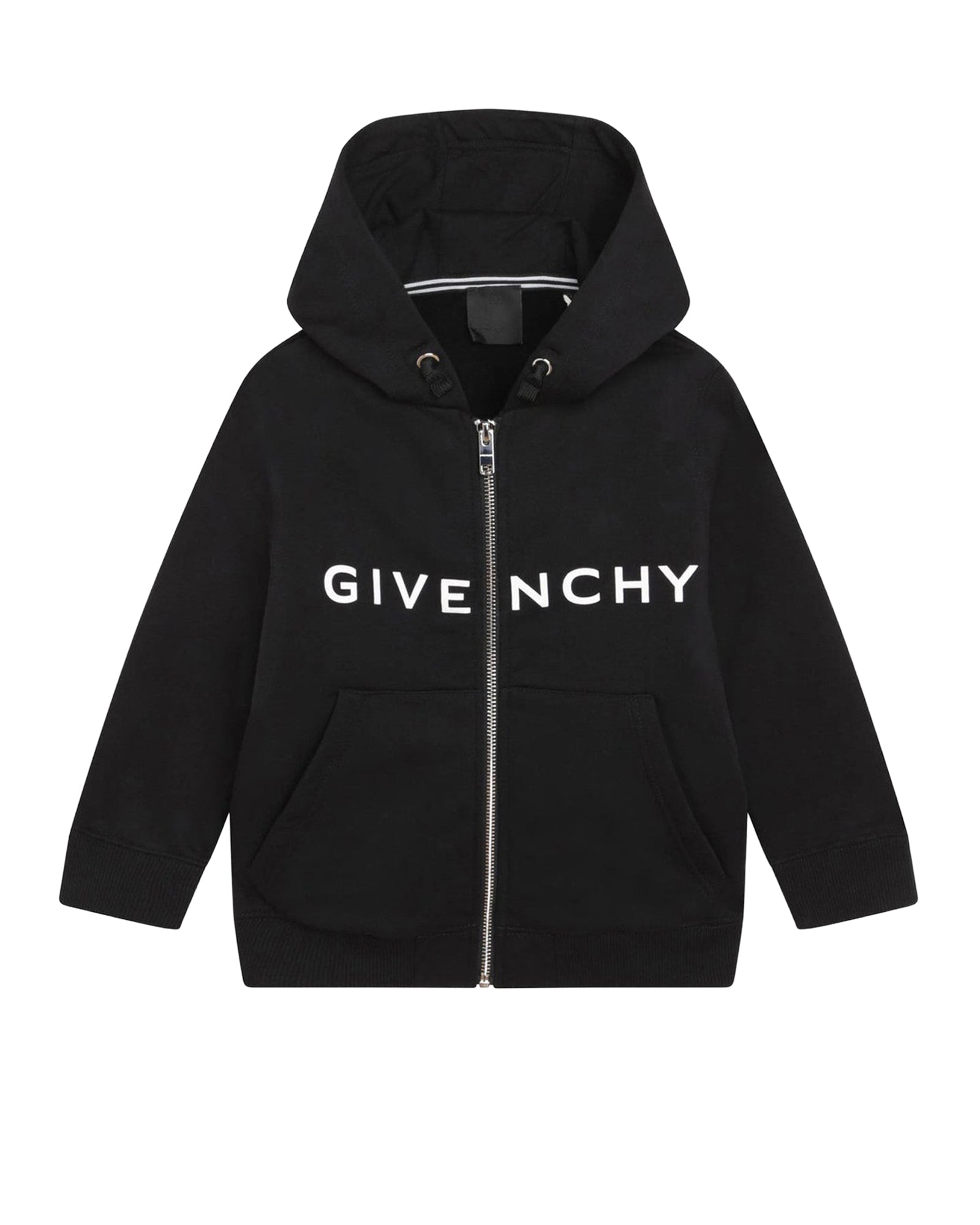 Cotton logo hooded cardigan - Black