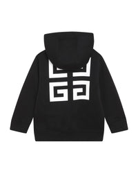 Cotton logo hooded cardigan - Black