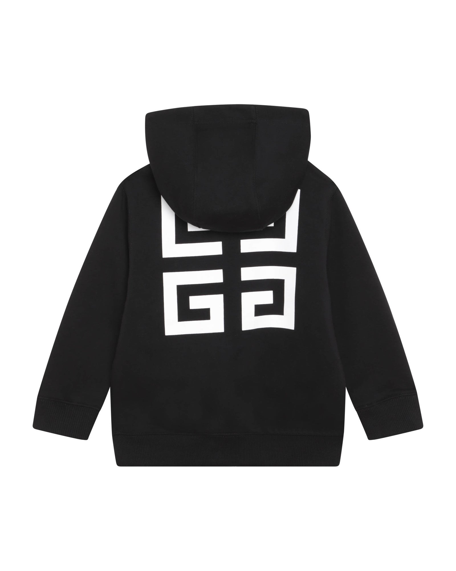 Cotton logo hooded cardigan - Black