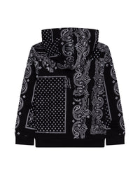 Cardigan à capuche en molleton imprimé bandana - Black