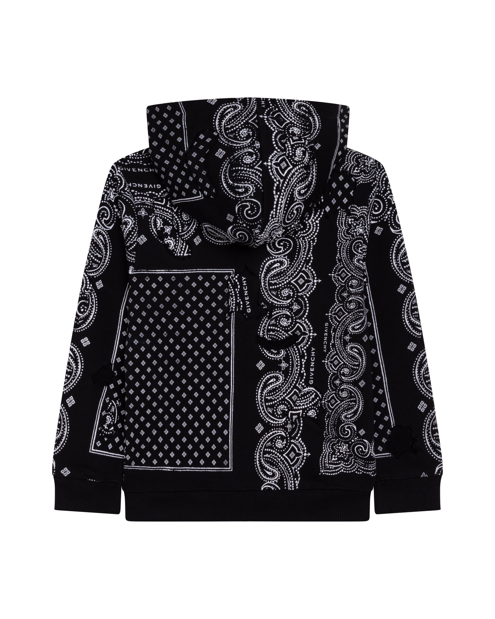 Cardigan à capuche en molleton imprimé bandana - Black