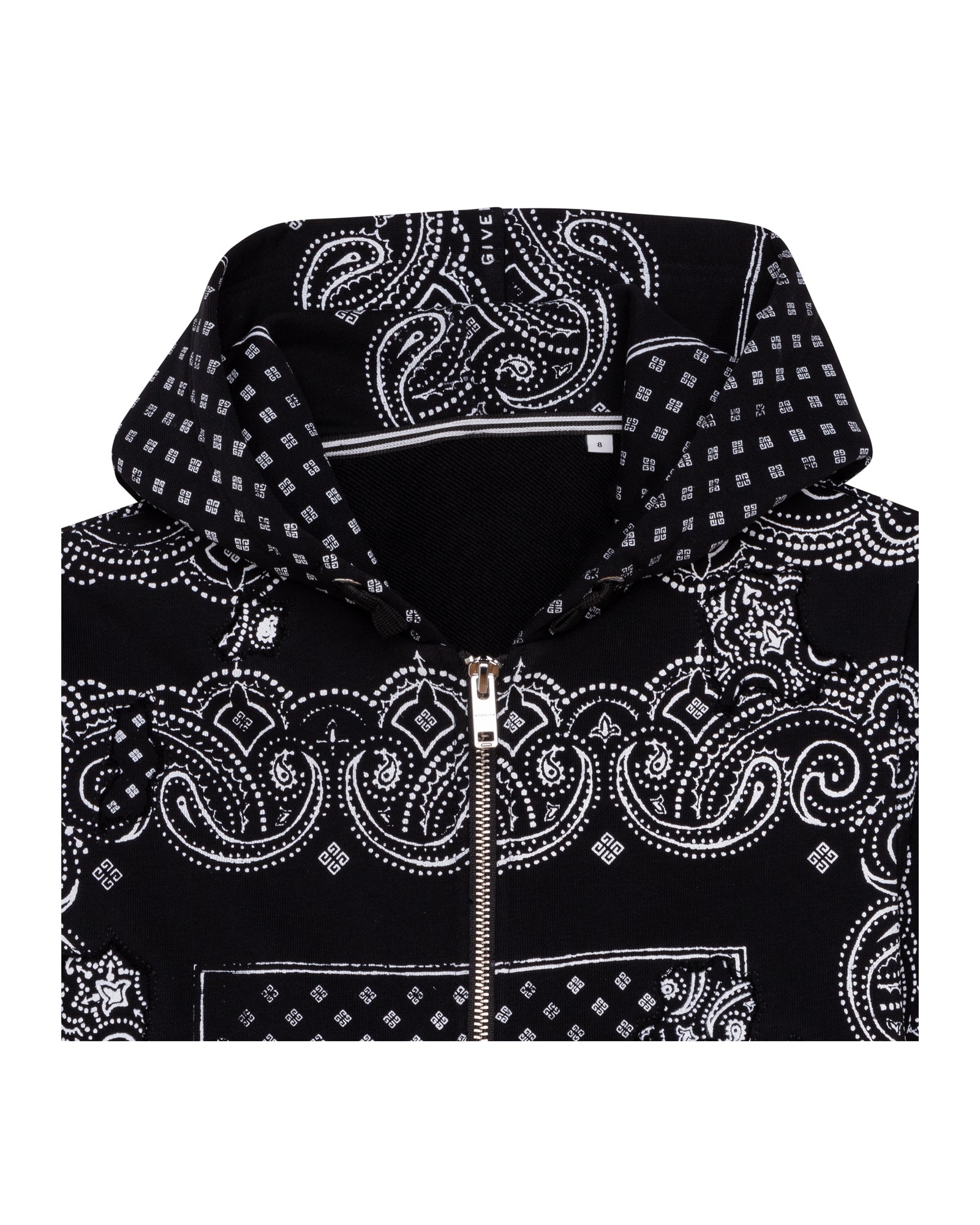 Cardigan à capuche en molleton imprimé bandana - Black
