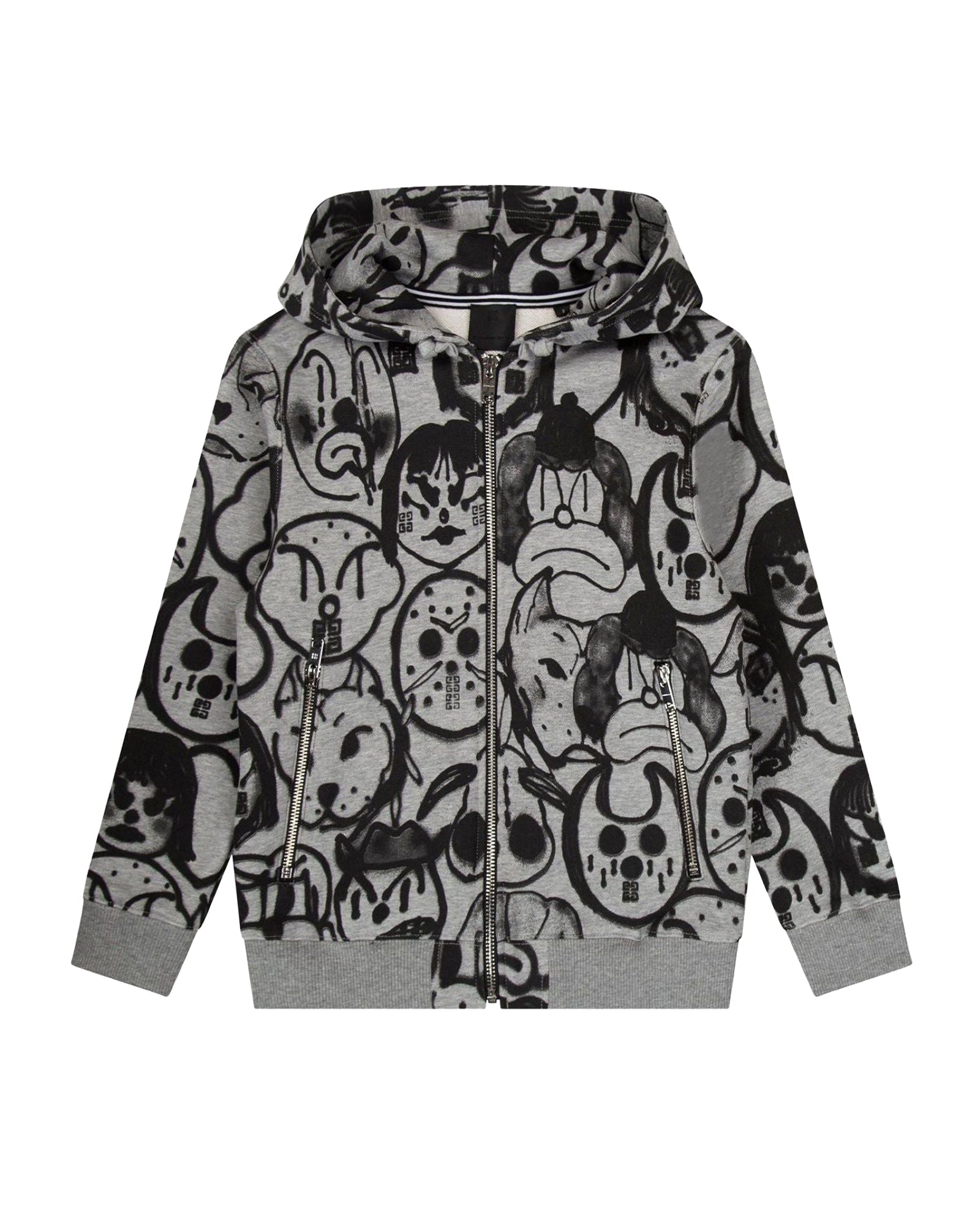 Gilet à capuche en coton imprimé Chito - Gris Chiné