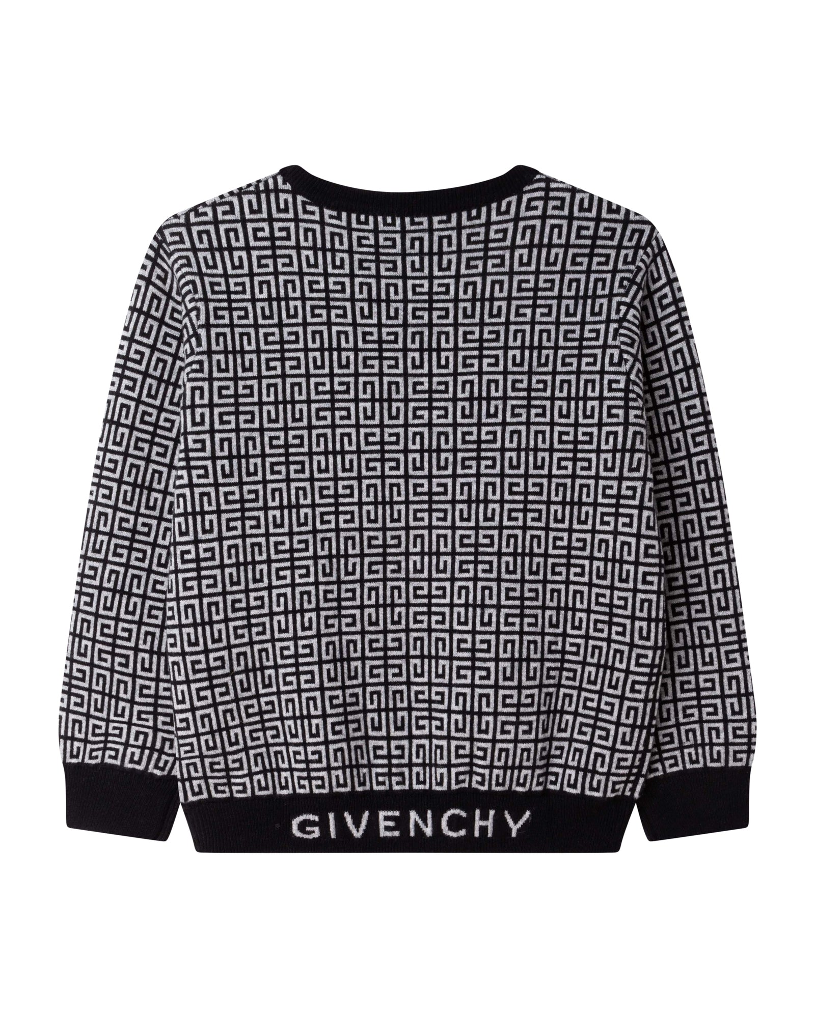 Pull motif jacquard en coton - Noir Gris
