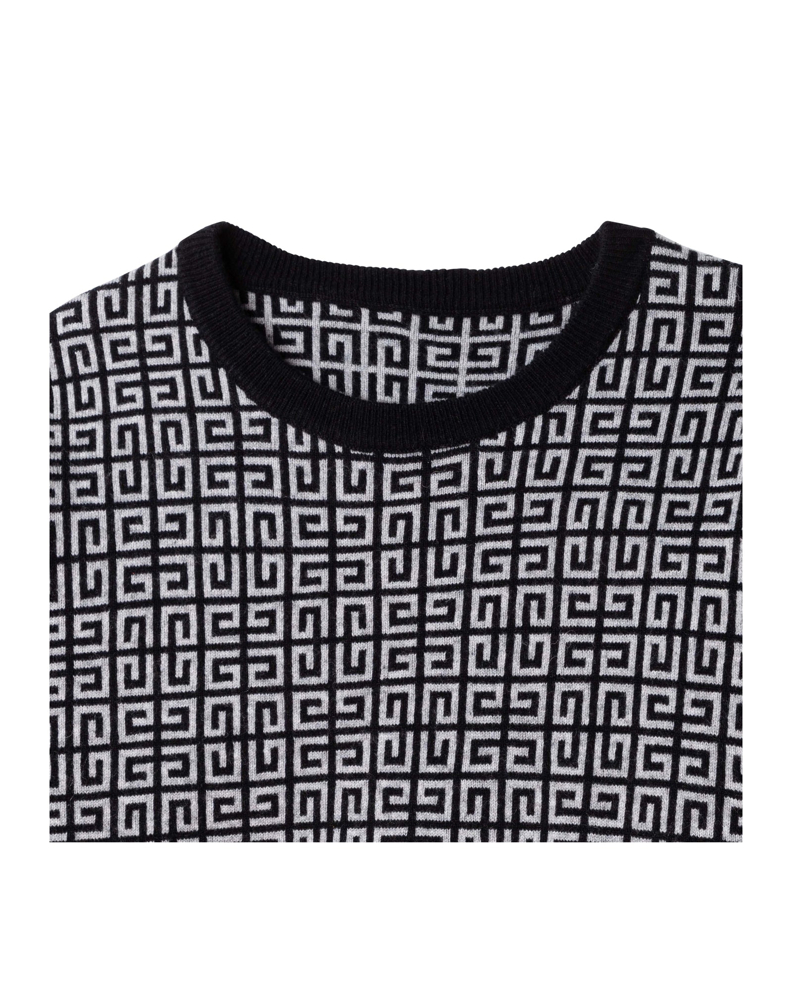 Pull motif jacquard en coton - Noir Gris