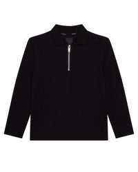 Polo en maille piquée et fermeture zippée - Black