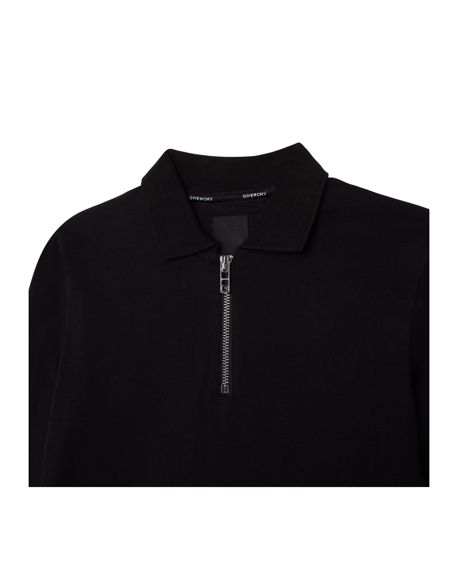 Polo en maille piquée et fermeture zippée - Black