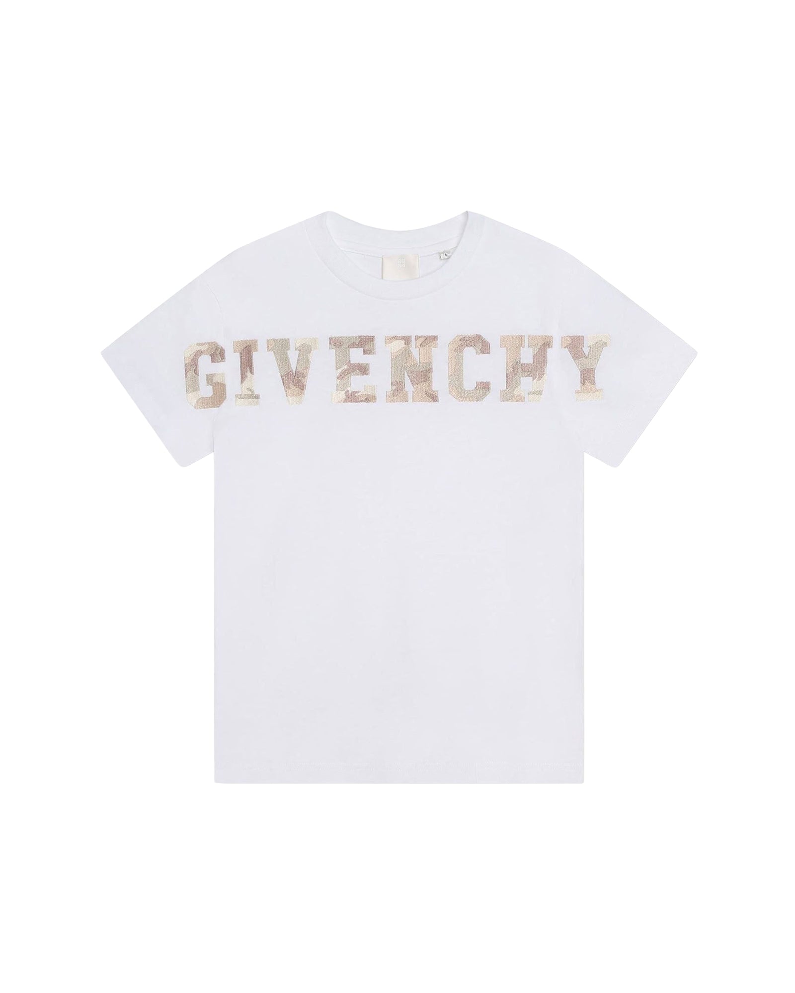 T-shirt brodé en motif camouflage - Blanc