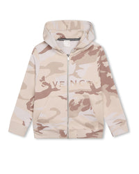 Camouflage print fleece hooded cardigan - Unique