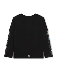 Long-sleeved cotton T-shirt - Black