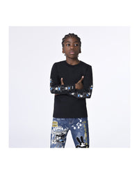 Long-sleeved cotton T-shirt - Black