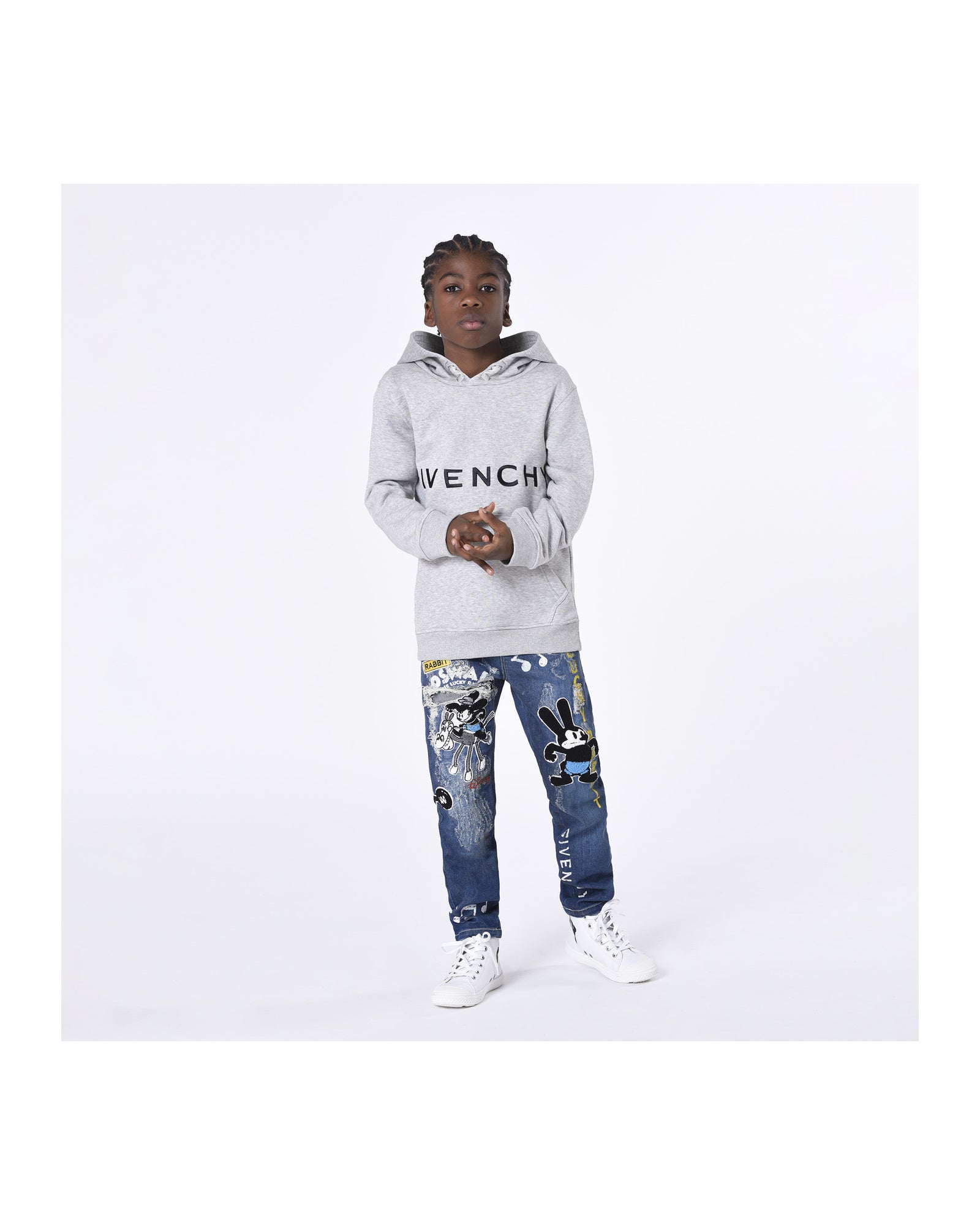 Cotton hooded sweatshirt - Heather grey