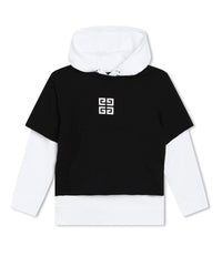 Sweatshirt à capuche en coton - Noir blanc