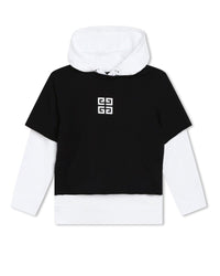 Sweat à capuche en coton - Noir Blanc
