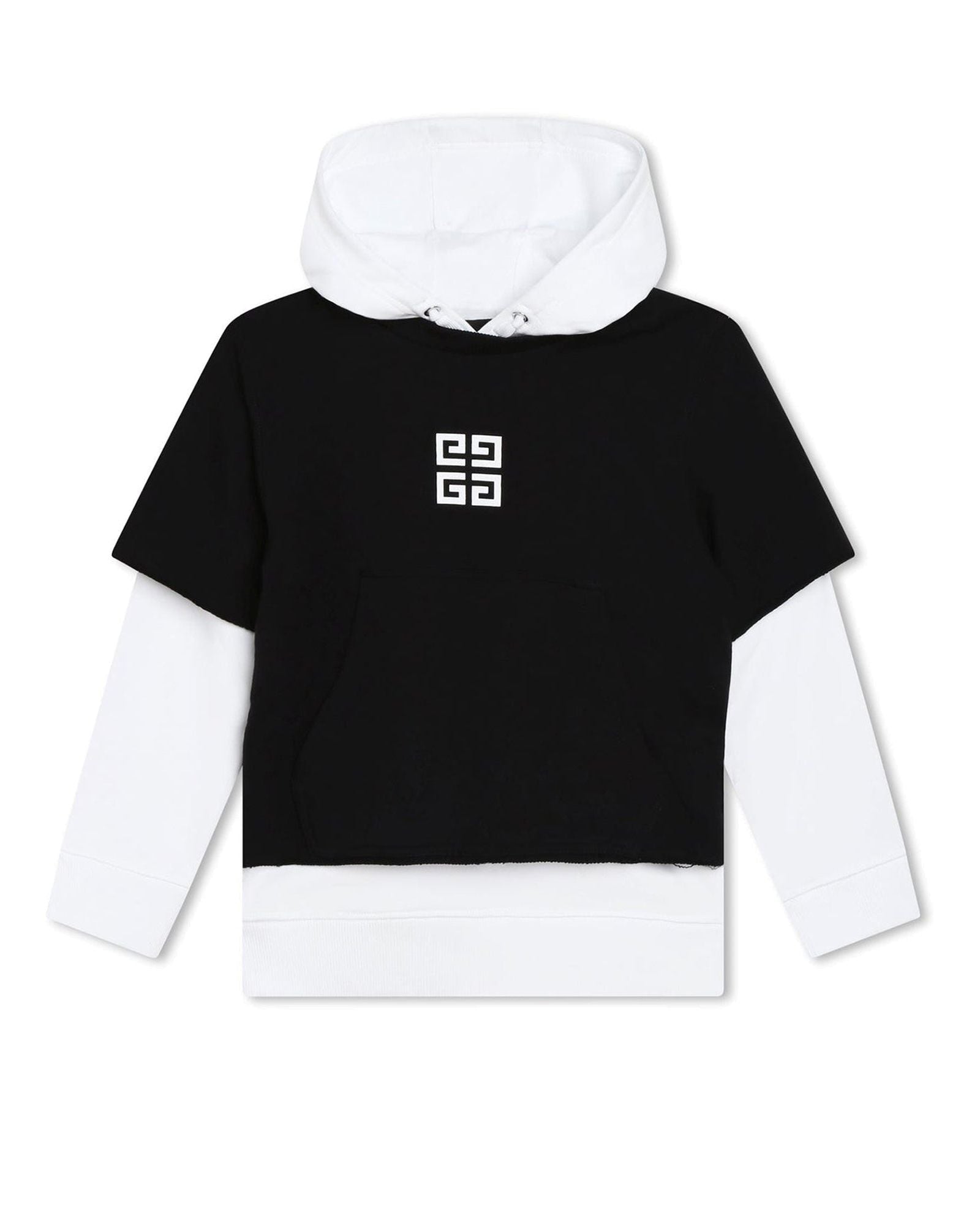 Sweat à capuche en coton - Noir Blanc