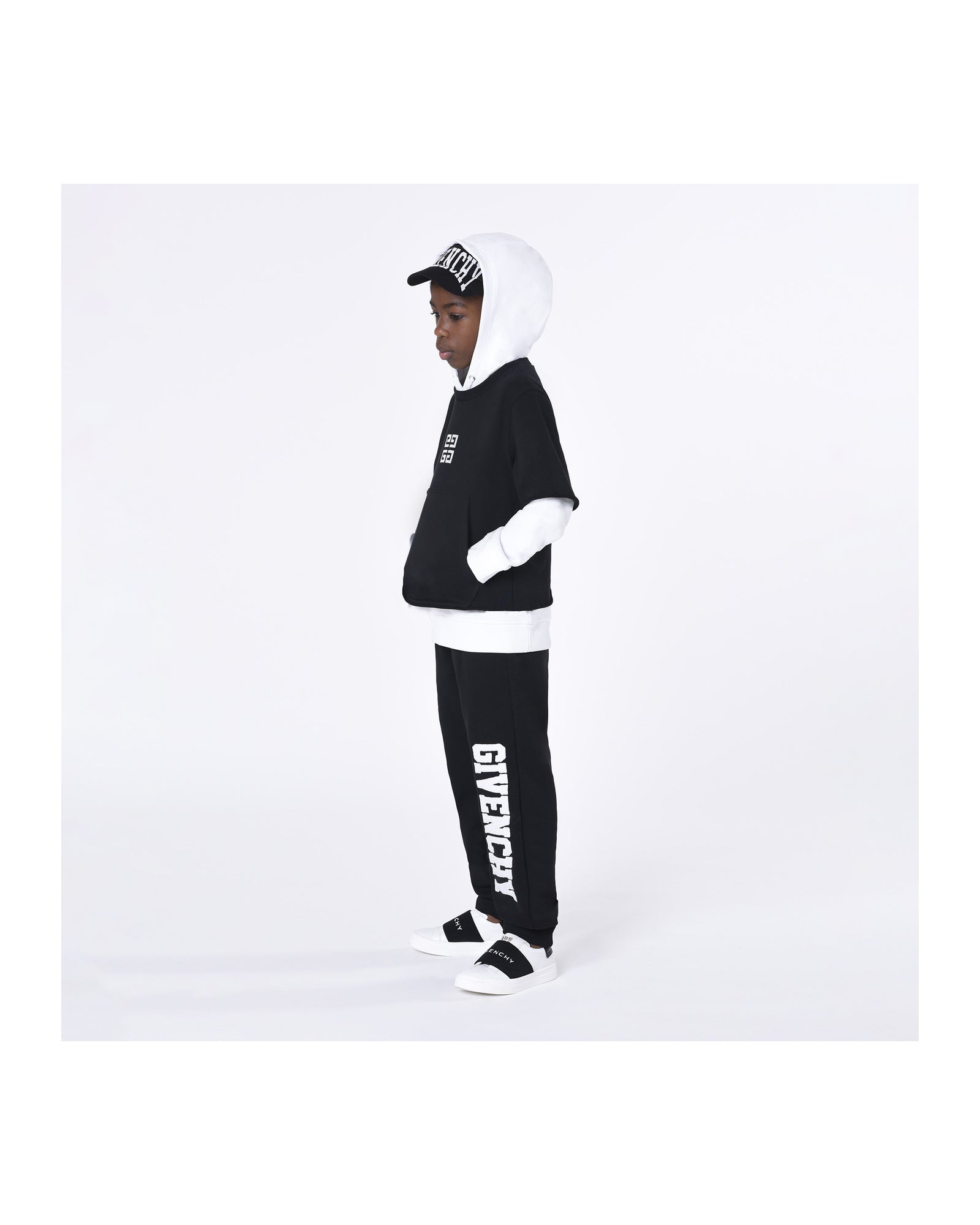 Sweat à capuche en coton - Noir Blanc