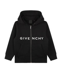 Cotton hooded cardigan - Black