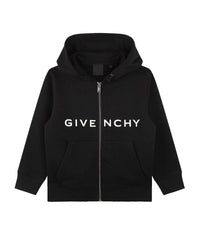 Cotton hooded cardigan - Black