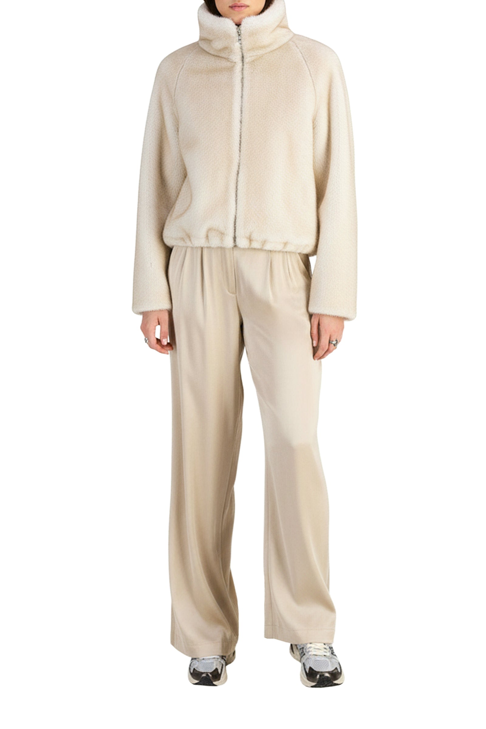 Faux fur bomber jacket - Pearl