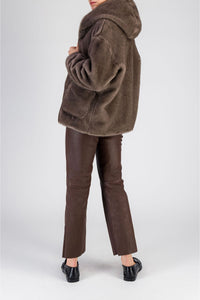 Manteau court à capuche effet vison - Iris