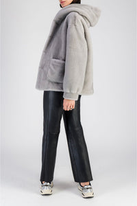 Manteau court à capuche effet vison - Saphire