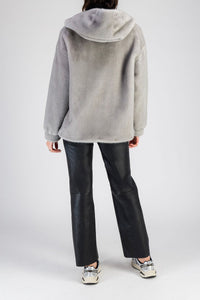 Manteau court à capuche effet vison - Saphire