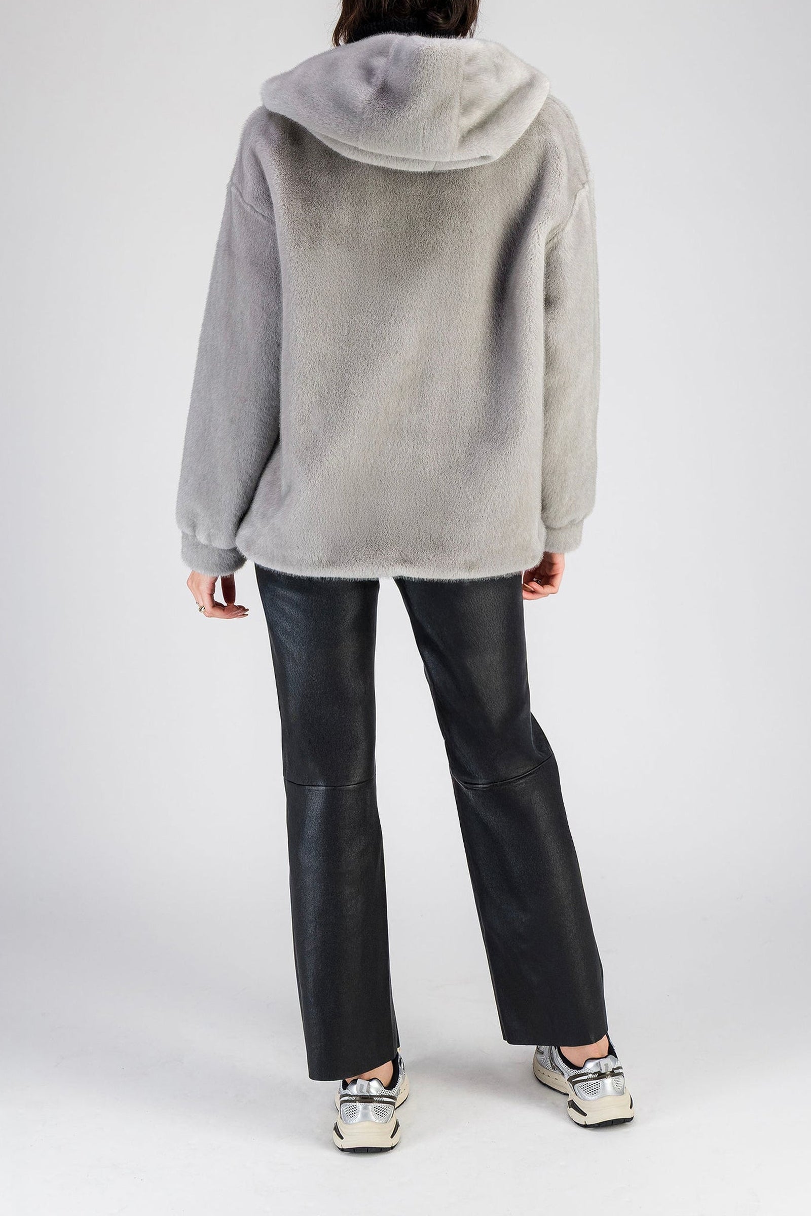 Manteau court à capuche effet vison - Saphire