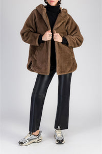 Manteau à capuche en fausse fourrure - Glow