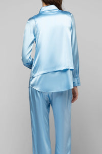 Gany sleeveless bi-material knit and silk jacket - Ciel