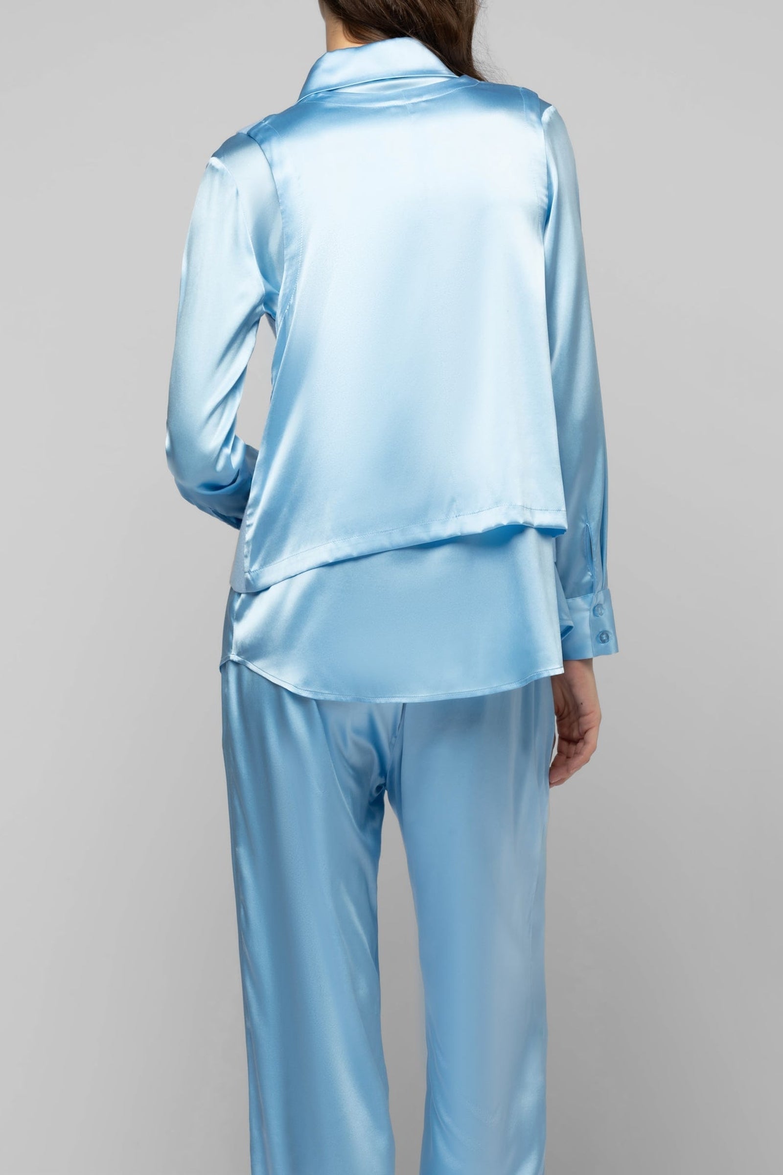 Gany sleeveless bi-material knit and silk jacket - Ciel