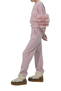 Pull Ninette en cachemire avec manchons - Blush