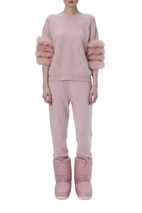 Pull Ninette en cachemire avec manchons - Blush