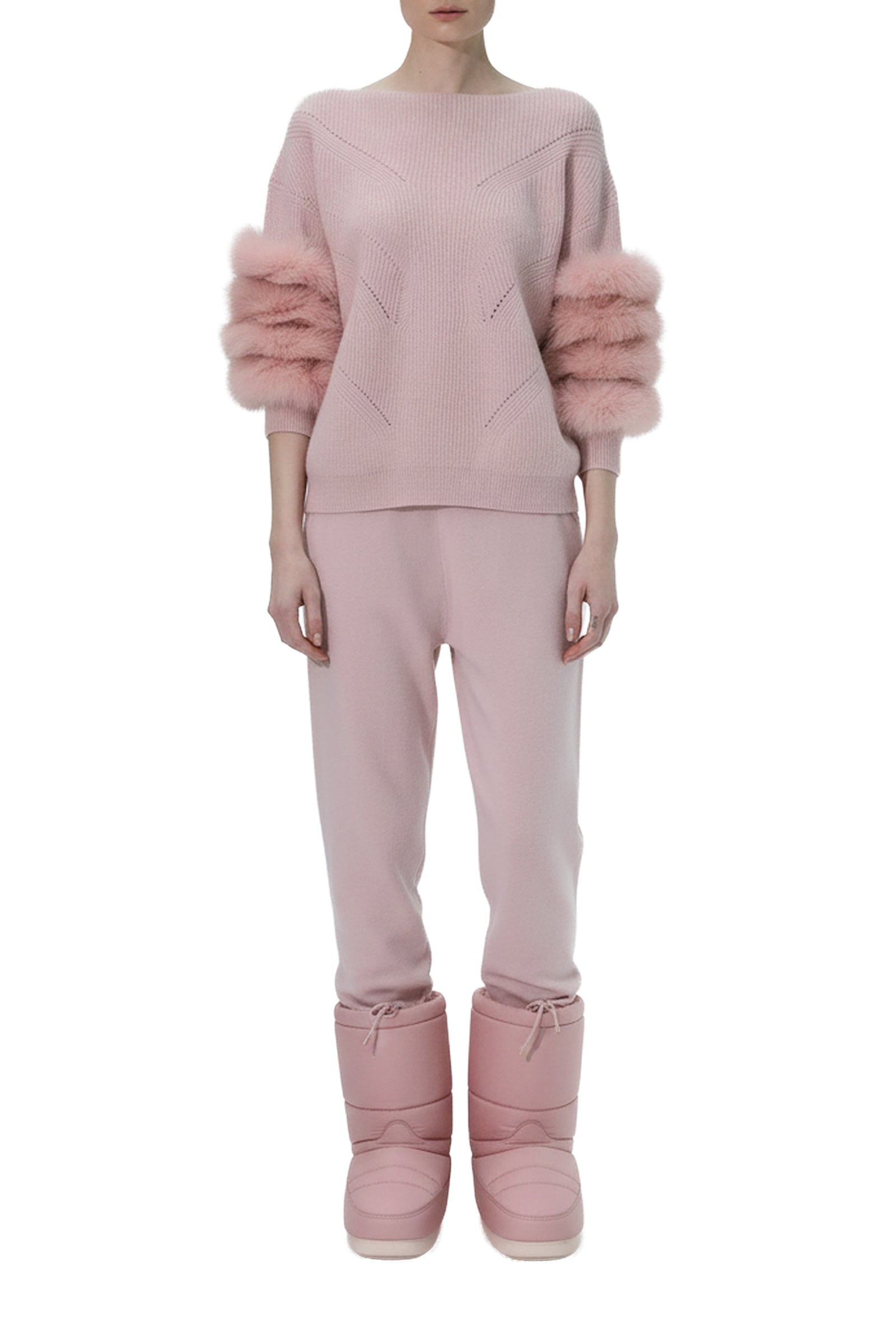 Pull Ninette en cachemire avec manchons - Blush