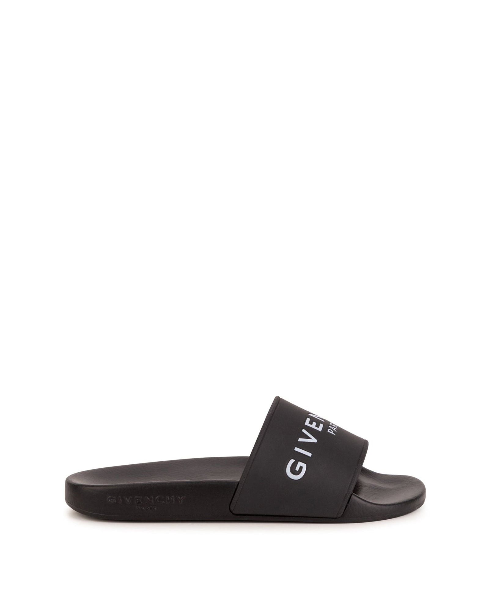 Slide sandals with embossed logo - Black