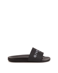 Sandales slide avec sigle en relief - Black