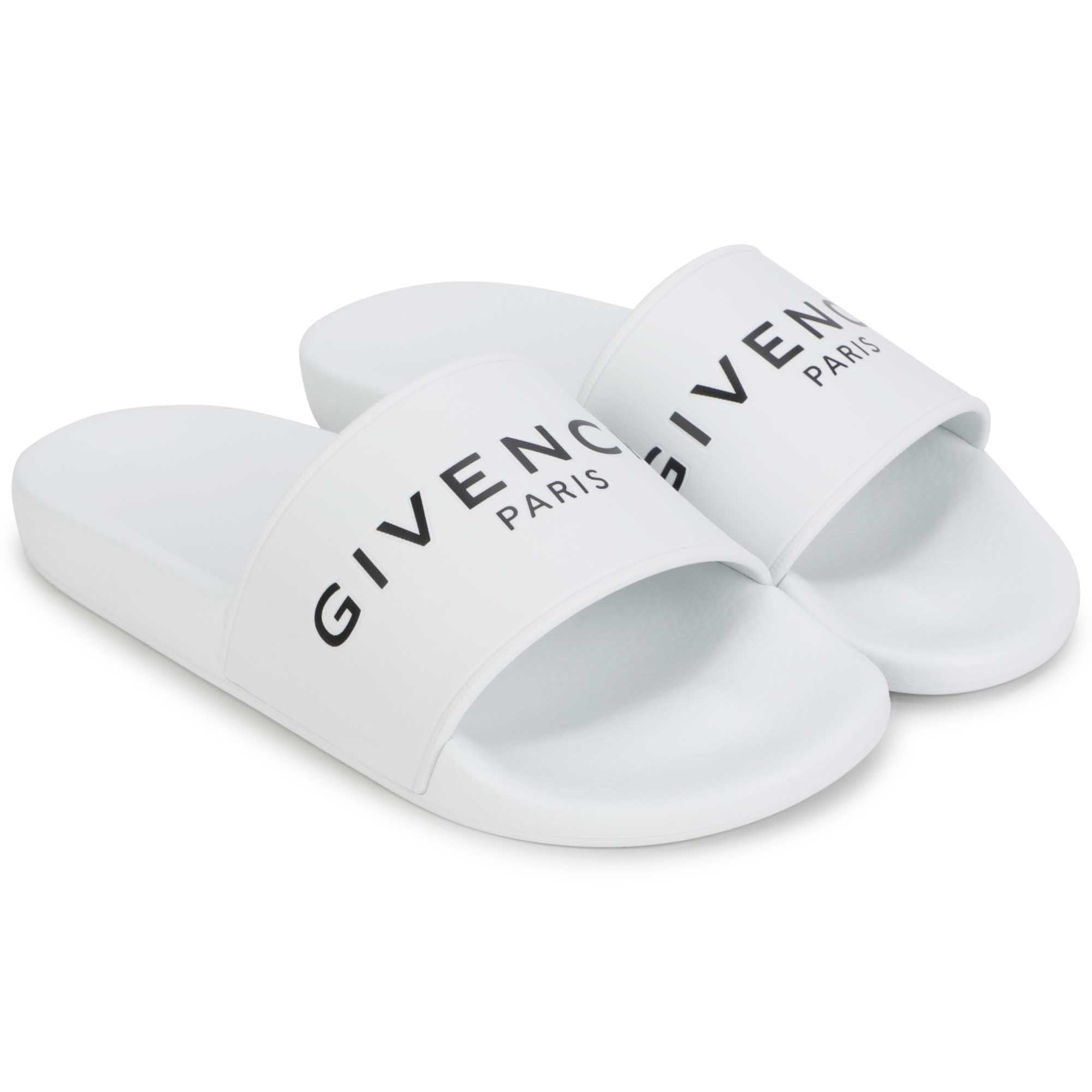 Mules Slide avec logo en relief - Blanc