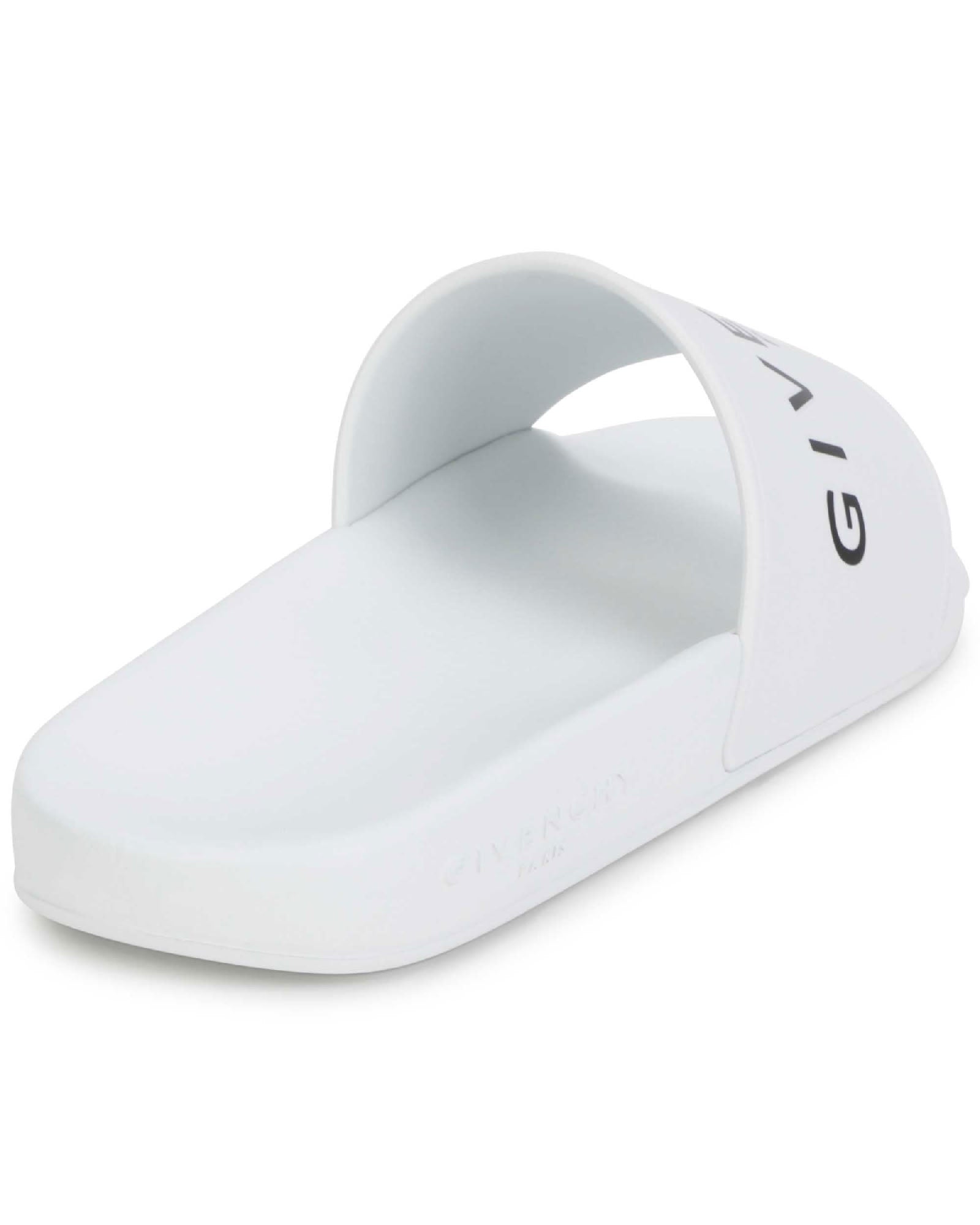 Mules Slide avec logo en relief - Blanc