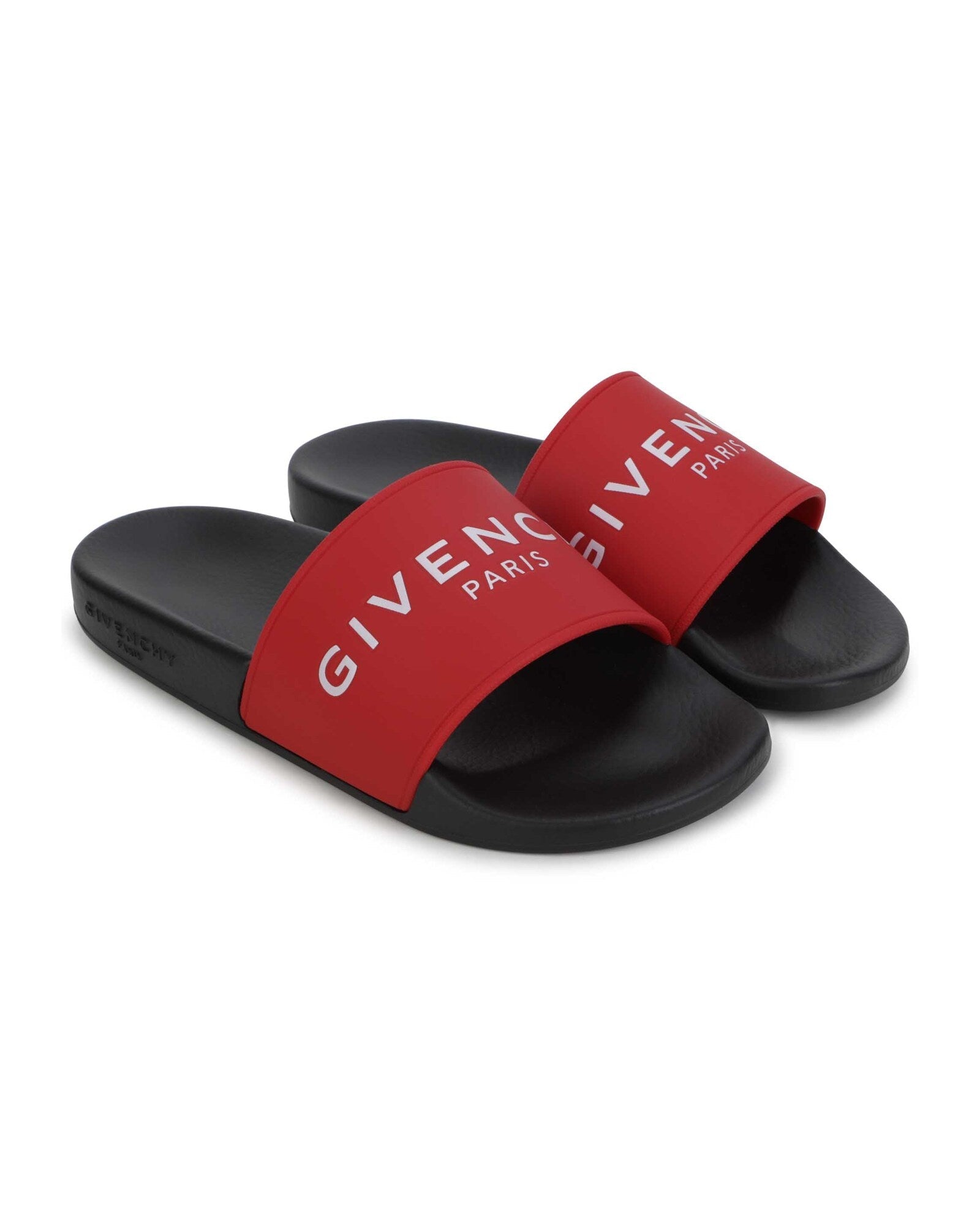 Slide mules with embossed logo - Pimento pepper