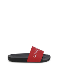 Slide mules with embossed logo - Pimento pepper