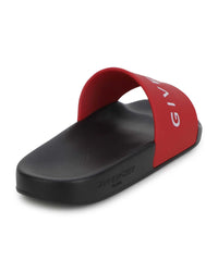 Slide mules with embossed logo - Pimento pepper